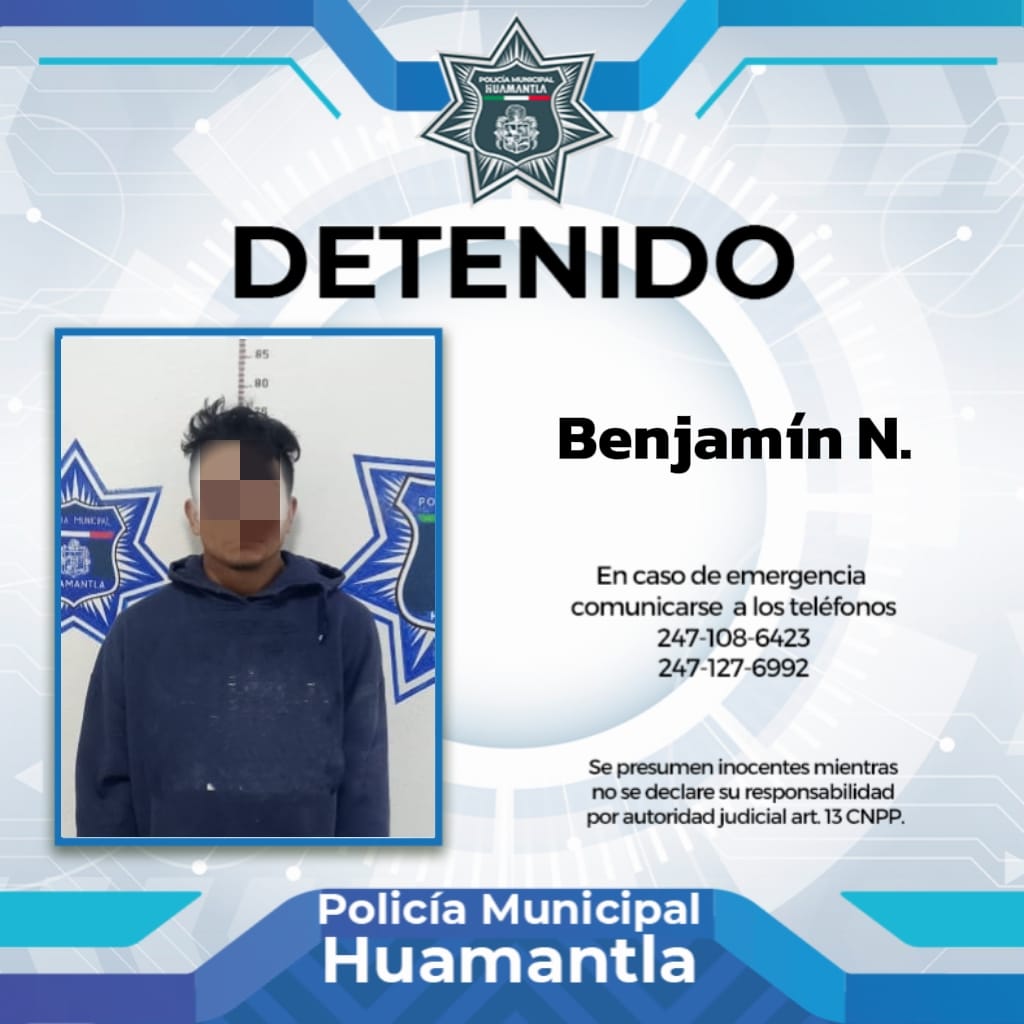 Captura Policía de Huamantla a hombre que intentó asaltar a mujer de la tercera edad